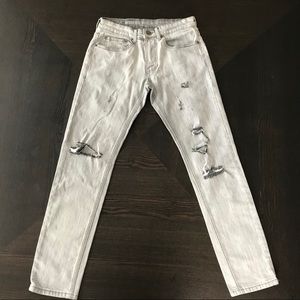 VERSACE 1969 ITALIA FADED GRAY DISTRESSED JEANS